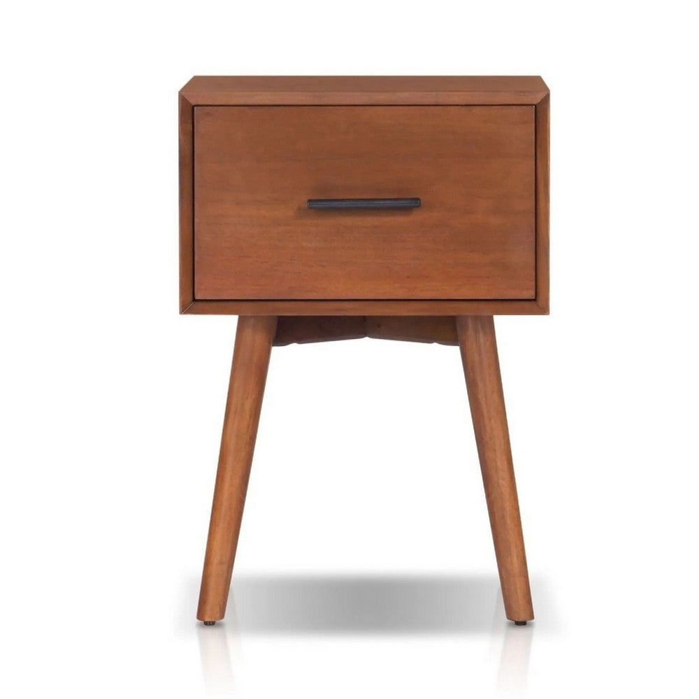 Ian Side End Table w Drawer, Chestnut Brown Wood, 18 Inch Rectangular - BM352158