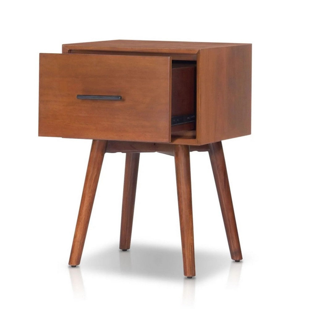 Ian Side End Table w Drawer, Chestnut Brown Wood, 18 Inch Rectangular - BM352158