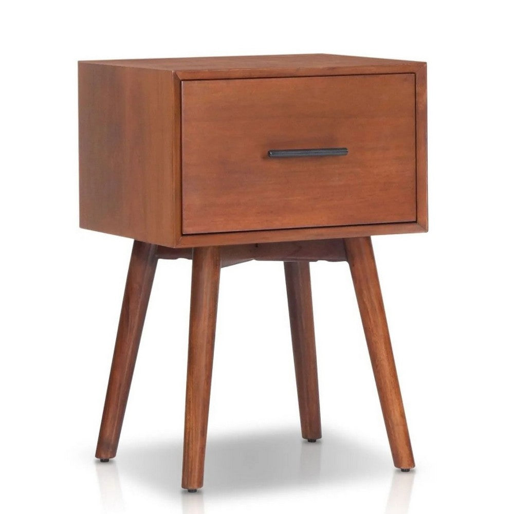 Ian Side End Table w Drawer, Chestnut Brown Wood, 18 Inch Rectangular - BM352158