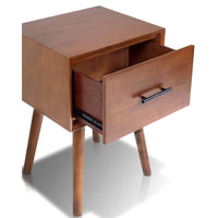 Ian Side End Table w Drawer, Chestnut Brown Wood, 18 Inch Rectangular - BM352158