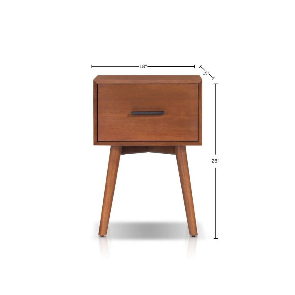 Ian Side End Table w Drawer, Chestnut Brown Wood, 18 Inch Rectangular - BM352158
