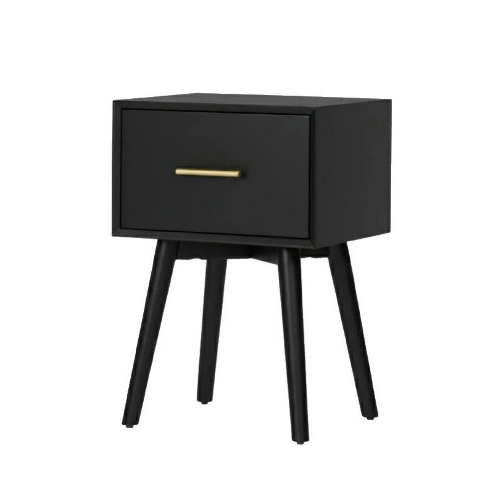 Ian Side End Table, Felt-Lined Drawer, Modern Black, 18 Inch Rectangular - BM352159