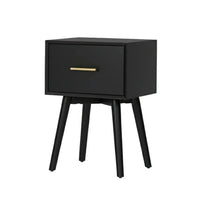 Ian Side End Table, Felt-Lined Drawer, Modern Black, 18 Inch Rectangular - BM352159