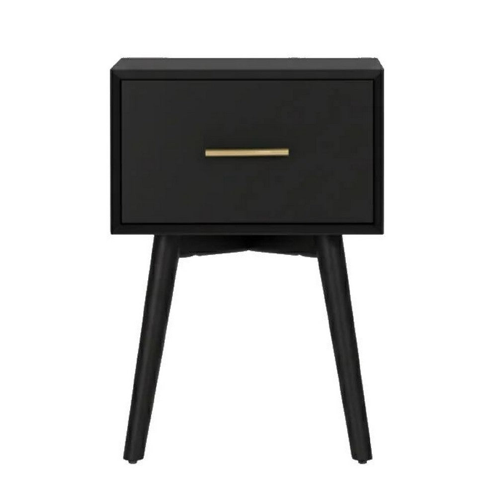Ian Side End Table, Felt-Lined Drawer, Modern Black, 18 Inch Rectangular - BM352159