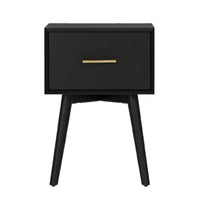 Ian Side End Table, Felt-Lined Drawer, Modern Black, 18 Inch Rectangular - BM352159