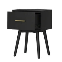 Ian Side End Table, Felt-Lined Drawer, Modern Black, 18 Inch Rectangular - BM352159