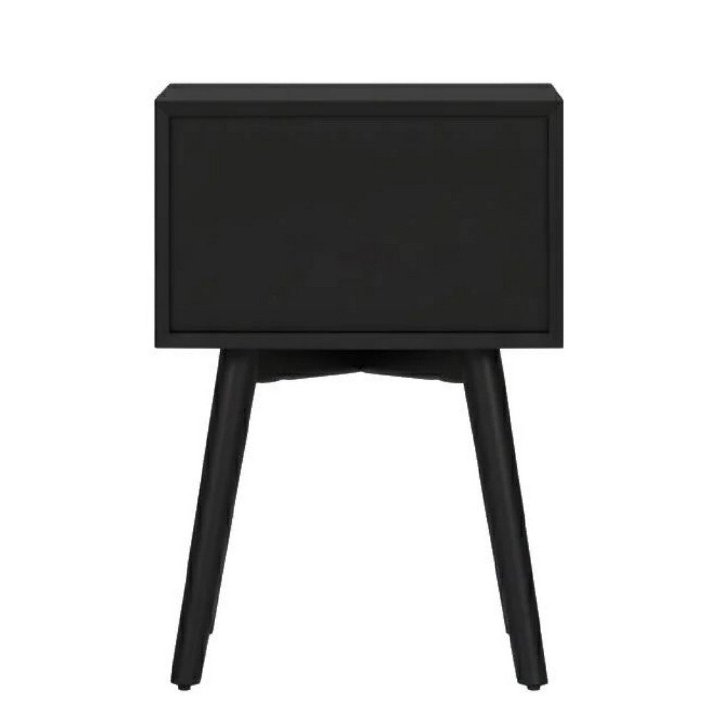 Ian Side End Table, Felt-Lined Drawer, Modern Black, 18 Inch Rectangular - BM352159