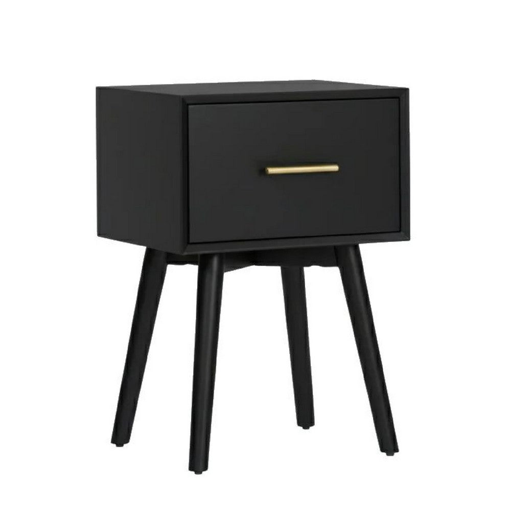 Ian Side End Table, Felt-Lined Drawer, Modern Black, 18 Inch Rectangular - BM352159