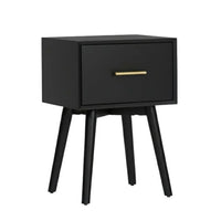 Ian Side End Table, Felt-Lined Drawer, Modern Black, 18 Inch Rectangular - BM352159