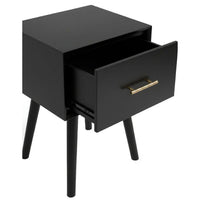 Ian Side End Table, Felt-Lined Drawer, Modern Black, 18 Inch Rectangular - BM352159