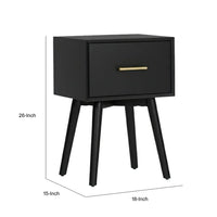 Ian Side End Table, Felt-Lined Drawer, Modern Black, 18 Inch Rectangular - BM352159