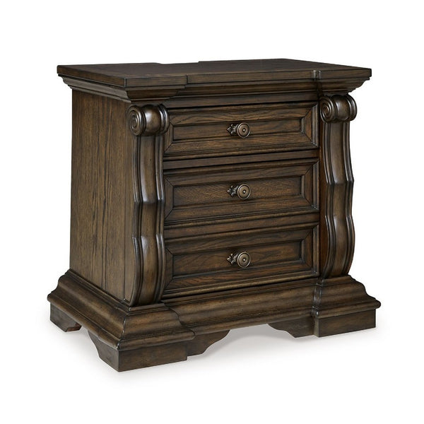 May Oversize Nightstand, 2 Drawers, Antique Gold Knobs, Dark Brown, 34In - BM352160