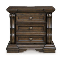 May Oversize Nightstand, 2 Drawers, Antique Gold Knobs, Dark Brown, 34In - BM352160