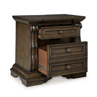 May Oversize Nightstand, 2 Drawers, Antique Gold Knobs, Dark Brown, 34In - BM352160