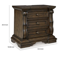May Oversize Nightstand, 2 Drawers, Antique Gold Knobs, Dark Brown, 34In - BM352160