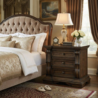 May Oversize Nightstand, 2 Drawers, Antique Gold Knobs, Dark Brown, 34In - BM352160
