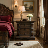 May Oversize Nightstand, 2 Drawers, Antique Gold Knobs, Dark Brown, 34In - BM352160