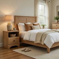 Alia Nighstand with 1 Drawer, USB Port, Open Cubby, Natural Oak Brown  - BM352164