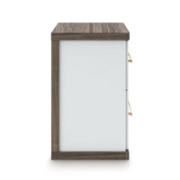 Keny Nightstand, 2 Drawers with Gold Handles, Matte White, Dark Brown - BM352165