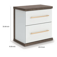 Keny Nightstand, 2 Drawers with Gold Handles, Matte White, Dark Brown - BM352165