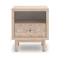 Rox Nighstand, 1 Floral Pattern Drawer Front and USB Port, Oak Brown - BM352166