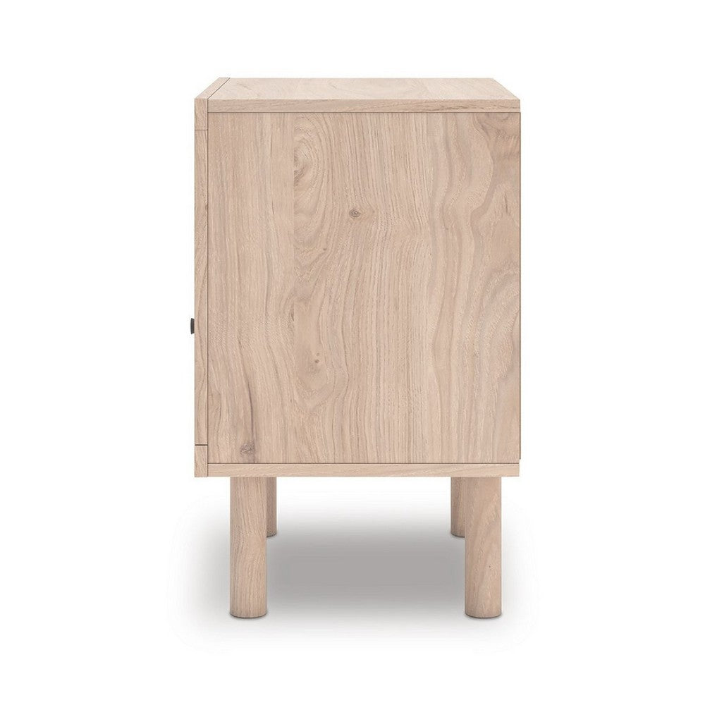 Rox Nighstand, 1 Floral Pattern Drawer Front and USB Port, Oak Brown - BM352166