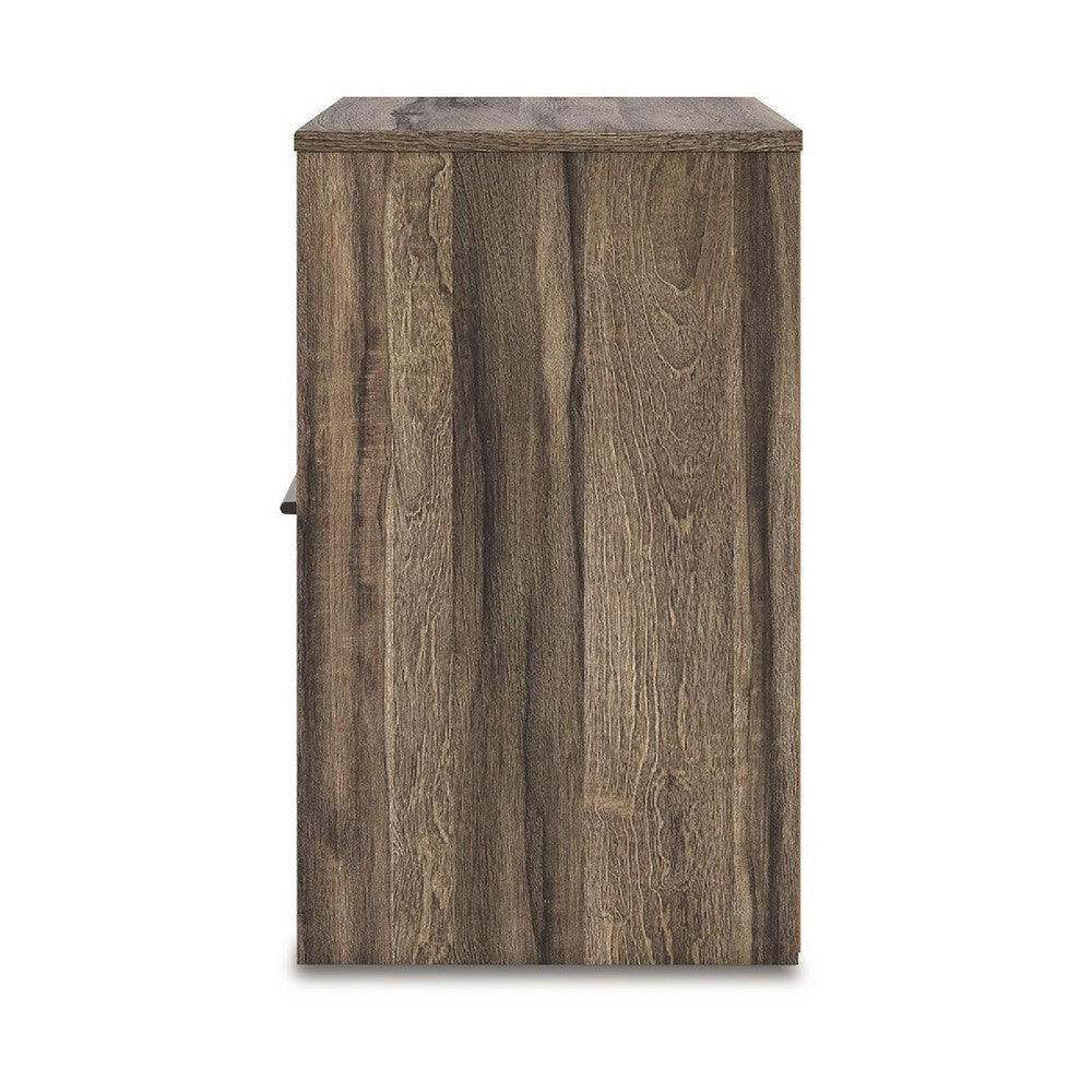Eli Nighstand, 1 Drawer with Gunmetal Pull, Open Cubby, Rustic Brown - BM352167