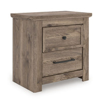 Cota Nightstand, 2 Drawers with Bronze Handles, USB Port, Dark Brown - BM352168