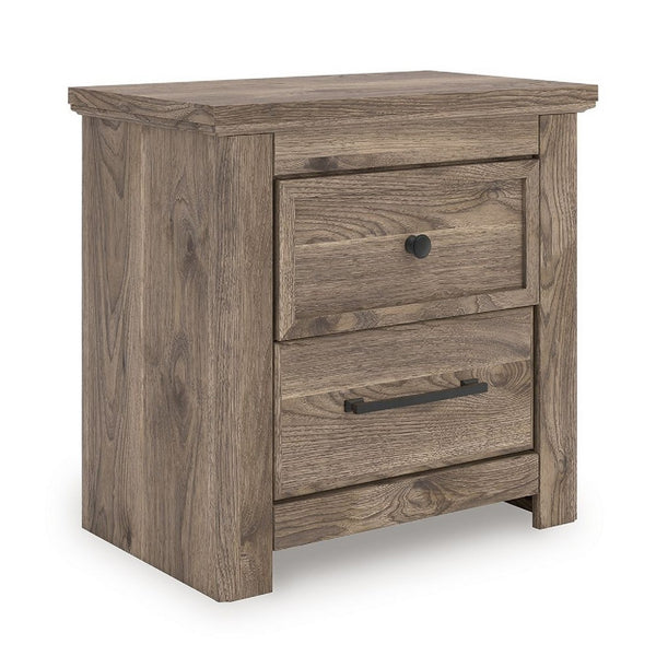 Cota Nightstand, 2 Drawers with Bronze Handles, USB Port, Dark Brown - BM352168