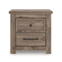 Cota Nightstand, 2 Drawers with Bronze Handles, USB Port, Dark Brown - BM352168