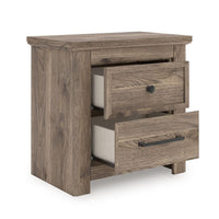 Cota Nightstand, 2 Drawers with Bronze Handles, USB Port, Dark Brown - BM352168