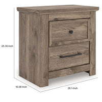 Cota Nightstand, 2 Drawers with Bronze Handles, USB Port, Dark Brown - BM352168