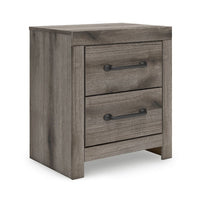 Gesa Nightstand, 2 Drawers with Bar Handles, USB Port, Weathered Gray - BM352169