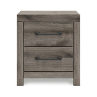 Gesa Nightstand, 2 Drawers with Bar Handles, USB Port, Weathered Gray - BM352169
