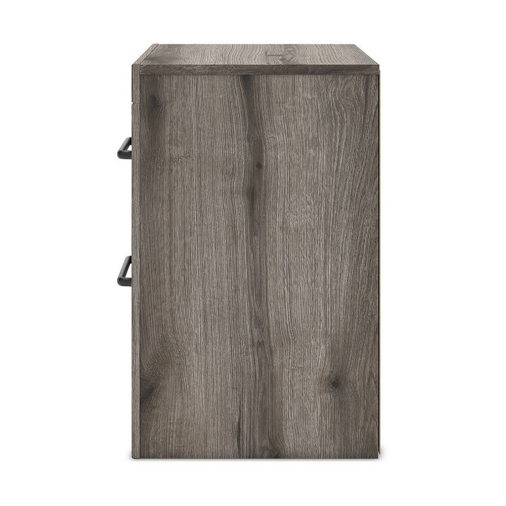 Gesa Nightstand, 2 Drawers with Bar Handles, USB Port, Weathered Gray - BM352169