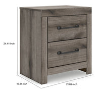 Gesa Nightstand, 2 Drawers with Bar Handles, USB Port, Weathered Gray - BM352169