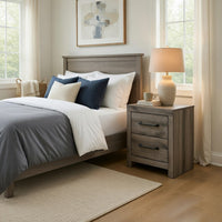 Gesa Nightstand, 2 Drawers with Bar Handles, USB Port, Weathered Gray - BM352169