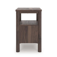 Pemy Nightstand, 1 Reeded Drawer, Open Shelf, USB Ports, Brown - BM352170