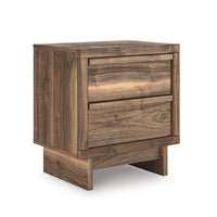 Lina Nightstand, 2 Drawers with Finger Tab Pulls, USB Ports, Brown - BM352171