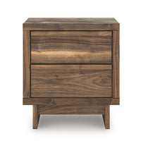 Lina Nightstand, 2 Drawers with Finger Tab Pulls, USB Ports, Brown - BM352171