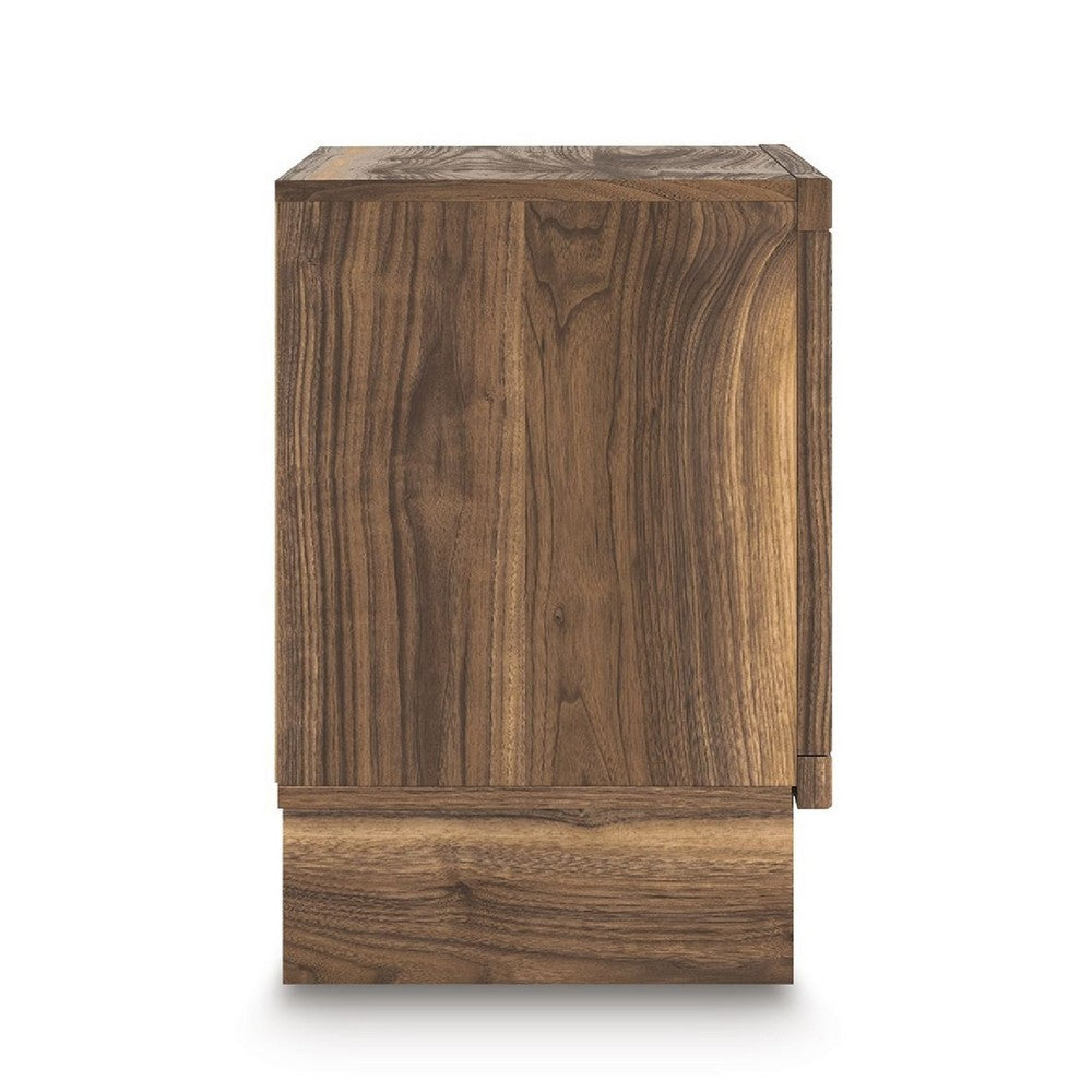 Lina Nightstand, 2 Drawers with Finger Tab Pulls, USB Ports, Brown - BM352171
