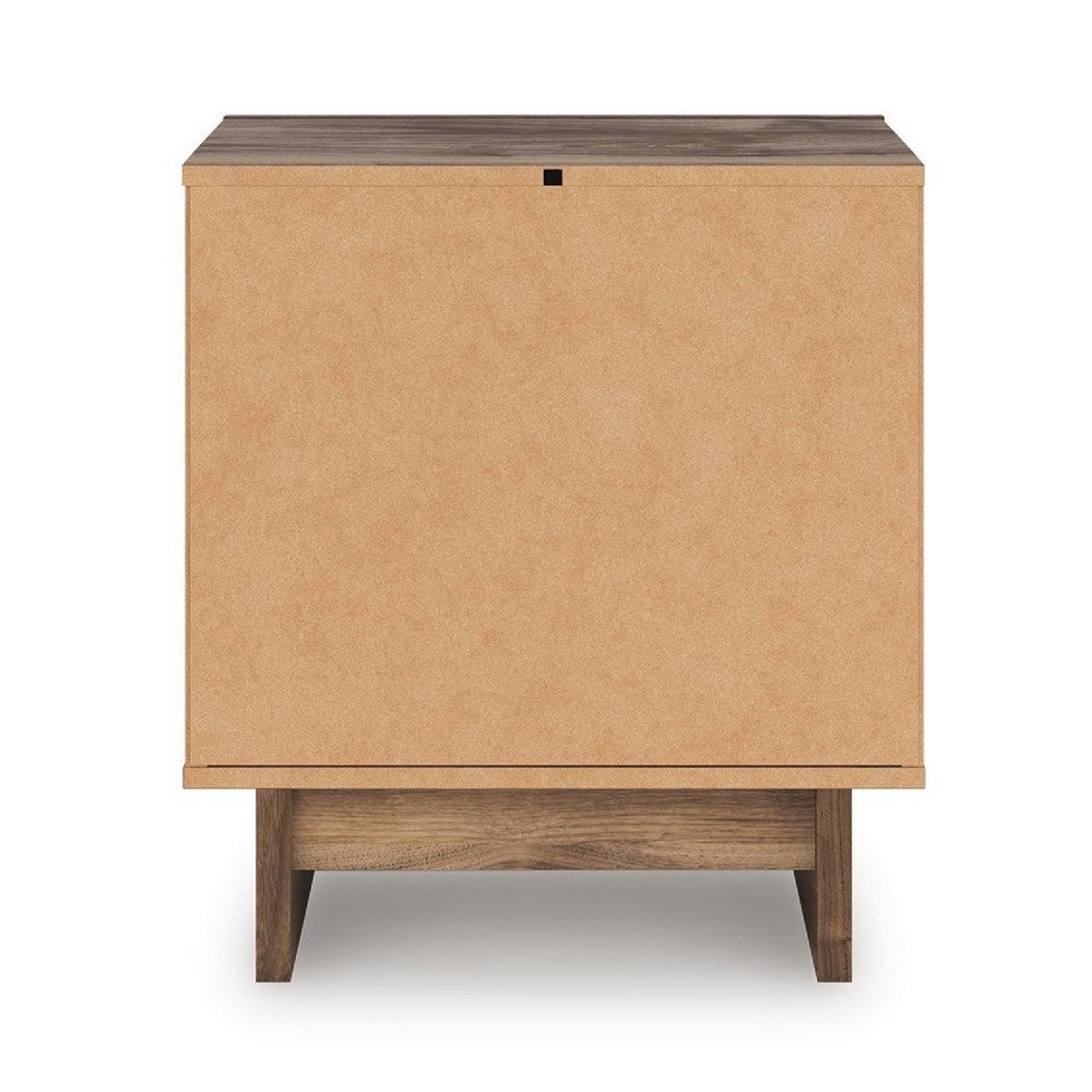 Lina Nightstand, 2 Drawers with Finger Tab Pulls, USB Ports, Brown - BM352171