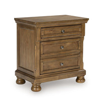Fedz Oversized Nighstand with 3 Drawers, Bun Feet, Chestnut Brown Wood  - BM352173