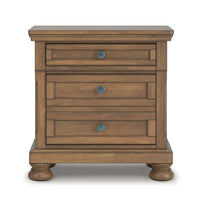 Fedz Oversized Nighstand with 3 Drawers, Bun Feet, Chestnut Brown Wood  - BM352173