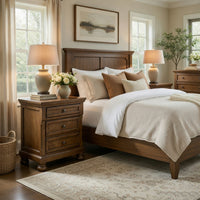 Fedz Oversized Nighstand with 3 Drawers, Bun Feet, Chestnut Brown Wood  - BM352173