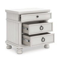 Rowy Bedside Nightstand, 3 Drawers with Pewter Knobs, Antique White - BM352175