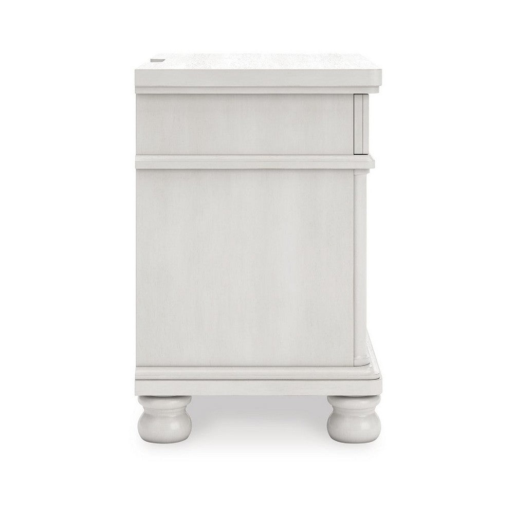 Rowy Bedside Nightstand, 3 Drawers with Pewter Knobs, Antique White - BM352175