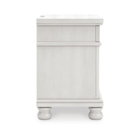 Rowy Bedside Nightstand, 3 Drawers with Pewter Knobs, Antique White - BM352175