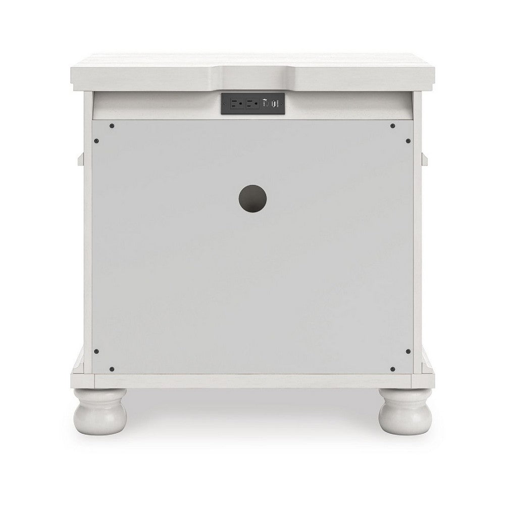 Rowy Bedside Nightstand, 3 Drawers with Pewter Knobs, Antique White - BM352175