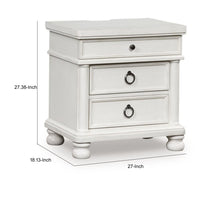Rowy Bedside Nightstand, 3 Drawers with Pewter Knobs, Antique White - BM352175